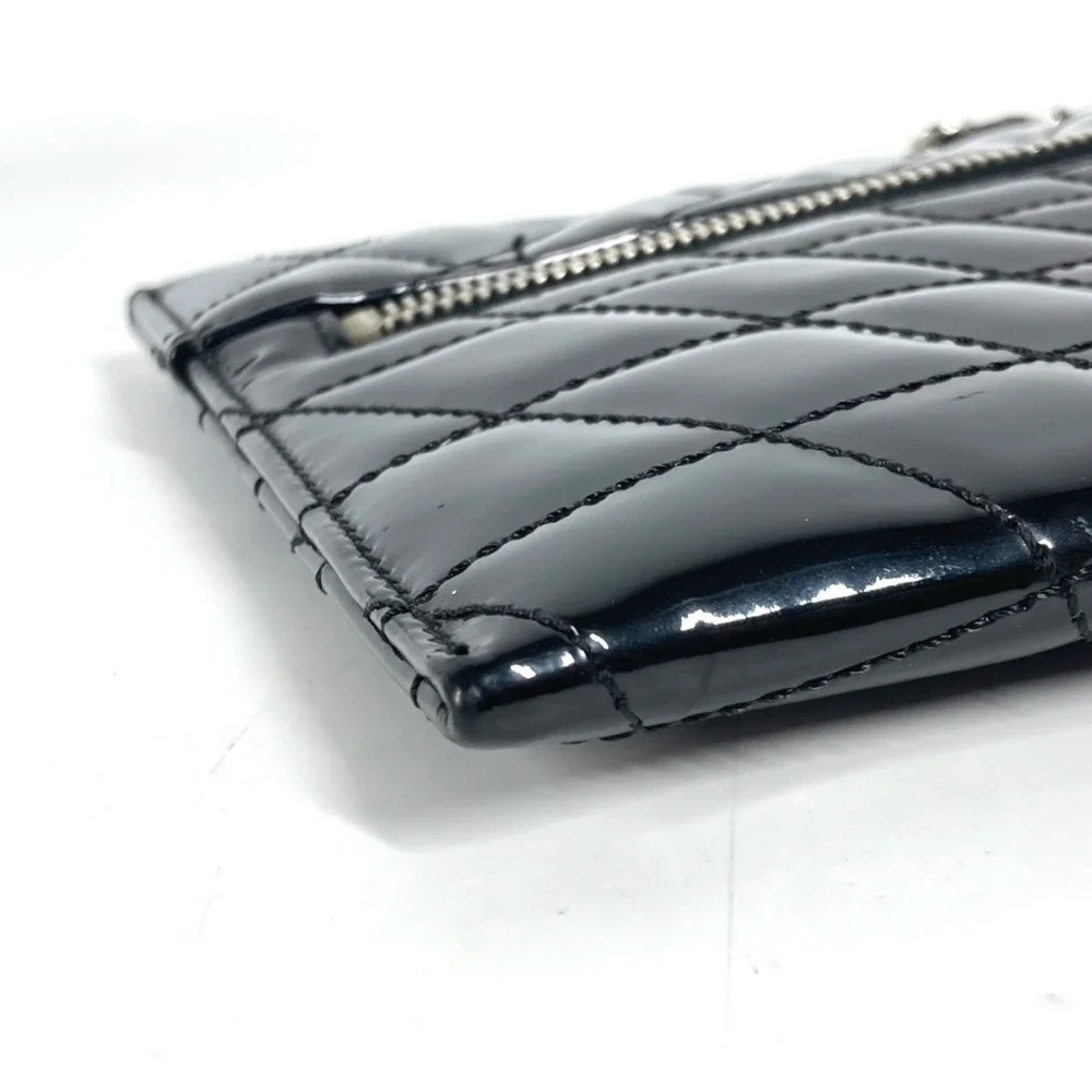 CHANEL Black Leather Logo Pouch